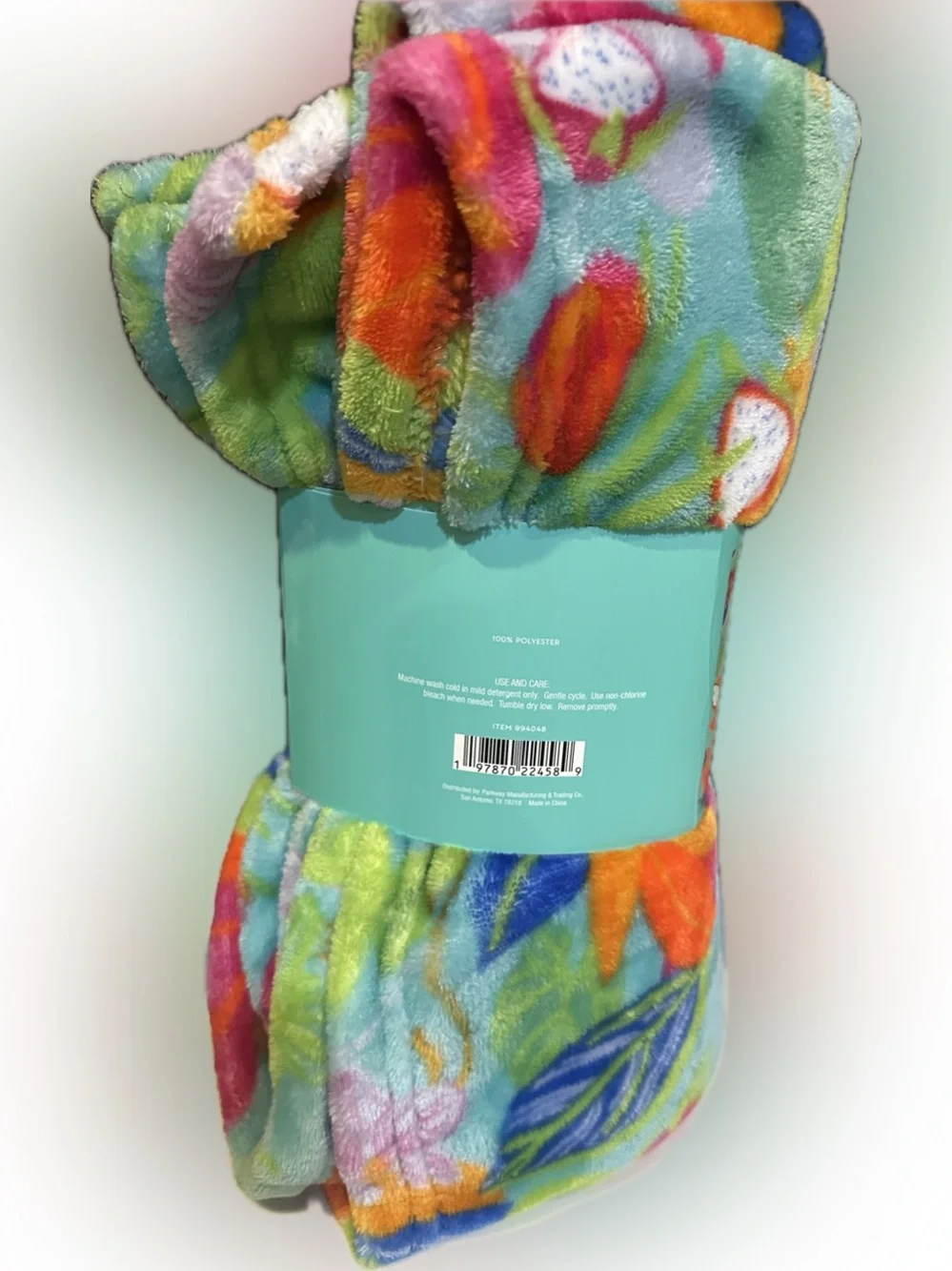 FLORAL TURQUOISE DESTINATION 50”x60” PLUSH VACAY THROW SUMMER HAWAIIAN LUAU VIBE